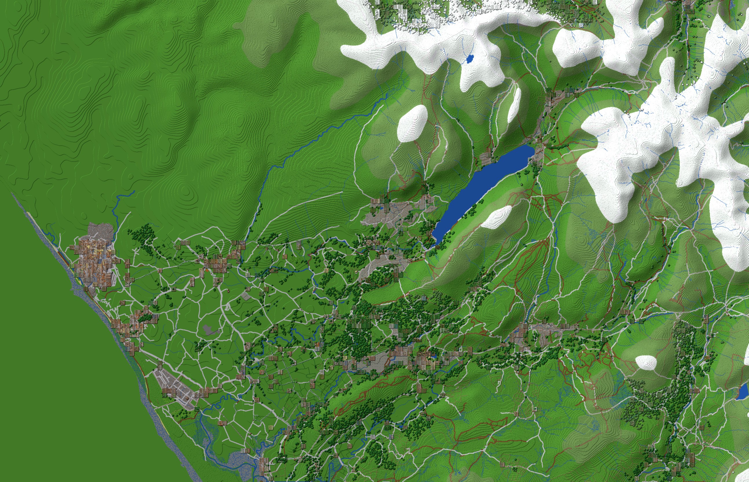 West Cumbria, coast to fells, as a Minecraft world|760